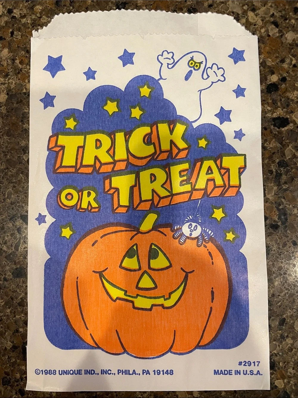 Vintage 1988 Unique Ind Halloween Trick or Treat Favor Bags Orange and Blue 13